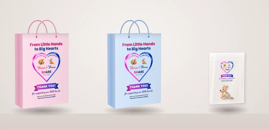 Pink and blue gift bags