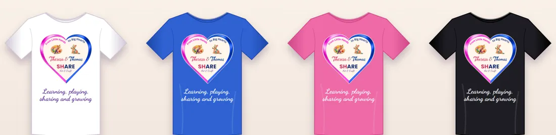 Personalised T-shirts in white, blue, pink and black
